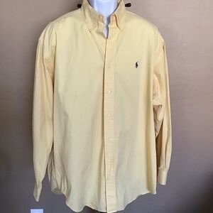 Ralph Lauren Blaire  Buttery Yellow Button Down Men’s Shirt XL  w/blue Polo Logo